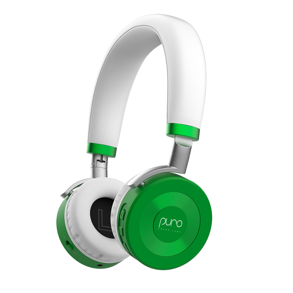 JuniorJams Volume Limited On-Ear Headphones for Kids with Built in Microphone by Puro Sound Labs Green
