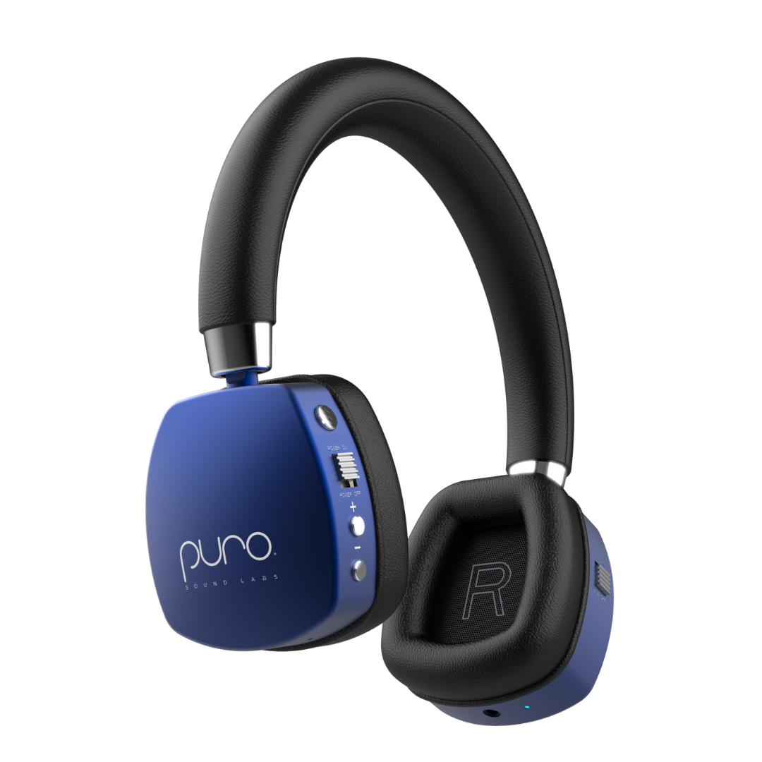 PuroQuiets Active Noise Cancelling Headphones-Built in Mic-Blue