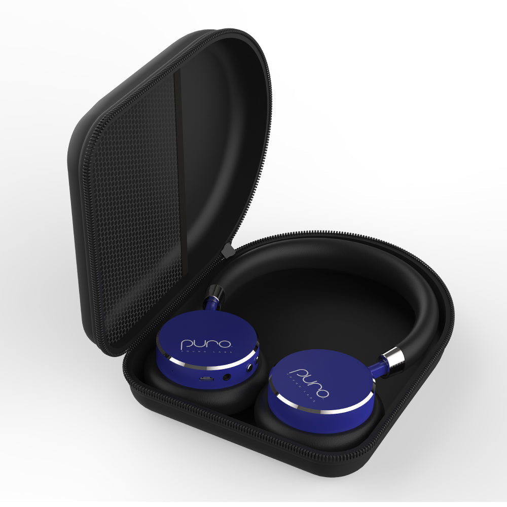 Puro Sound Labs Volume Limited BT2200 Bluetooth Headphones in Case-Blue