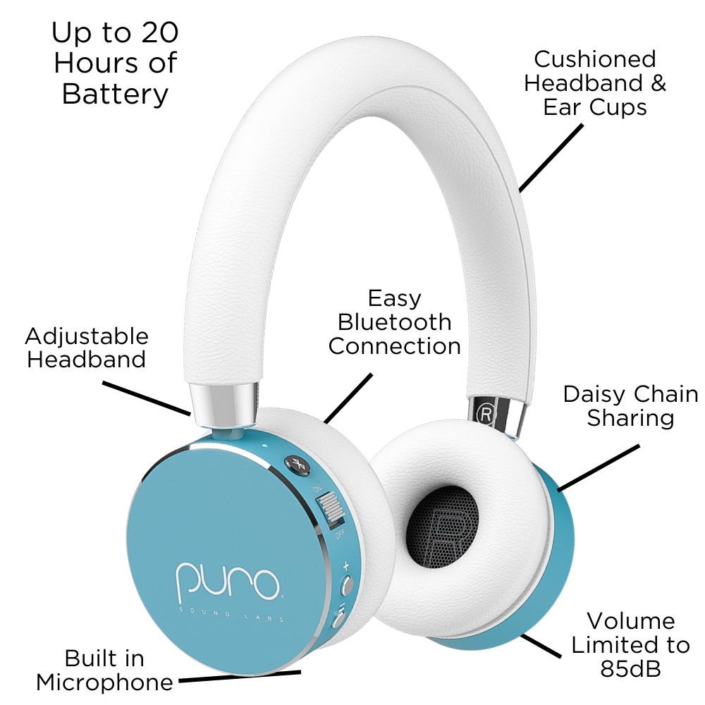 BT2200s Volume Limited Bluetooth Headphones with Built-In Mic-Teal