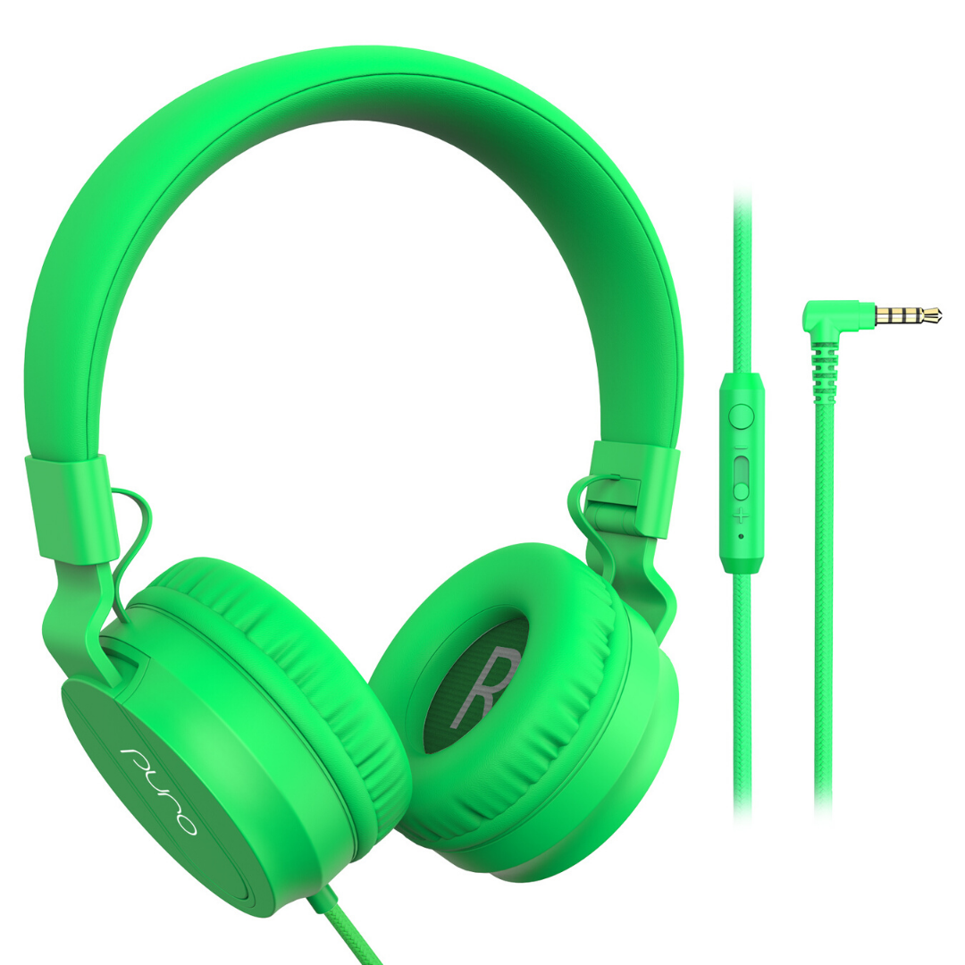 PuroBasic Wired Volume Limited Headphones-Green