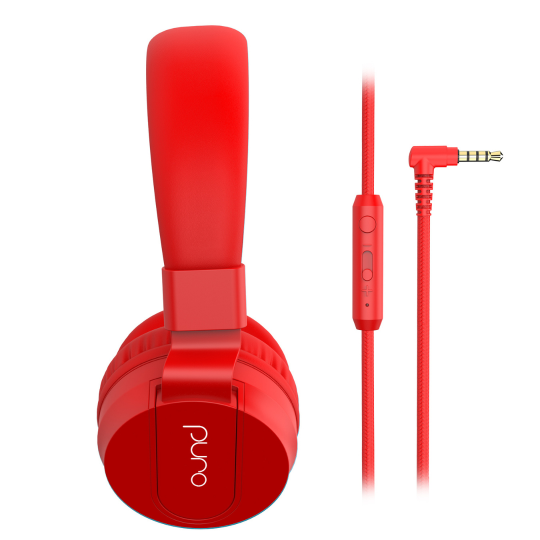 PuroBasic Wired Volume Limited Headphones-Red