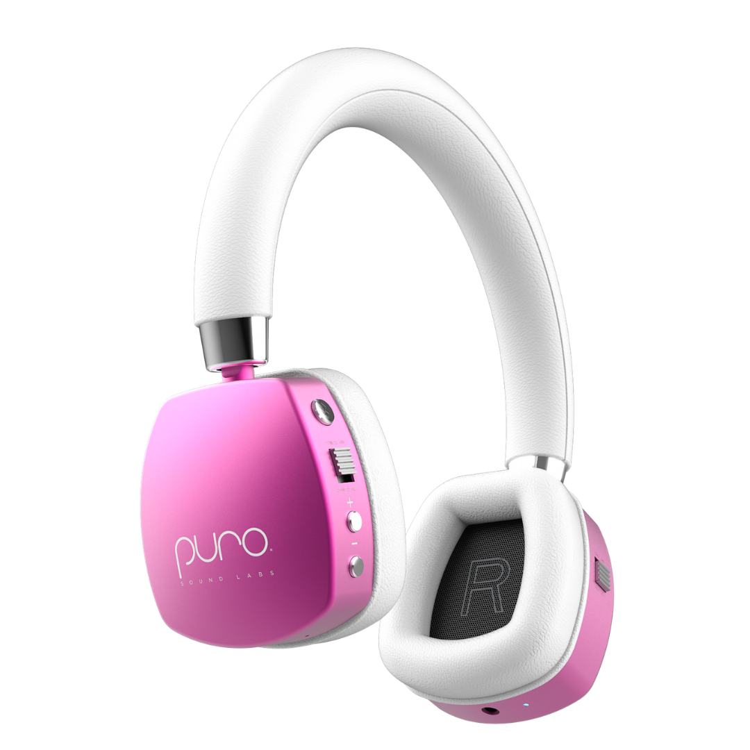 PuroQuiets Active Noise Cancelling Headphones-Built in Mic-Pink